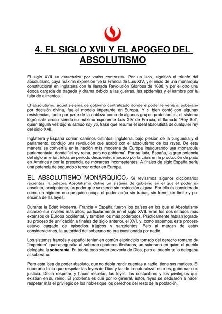 El Siglo Xvii Y El Apogeo Del Absolutismo Kiara Udocz