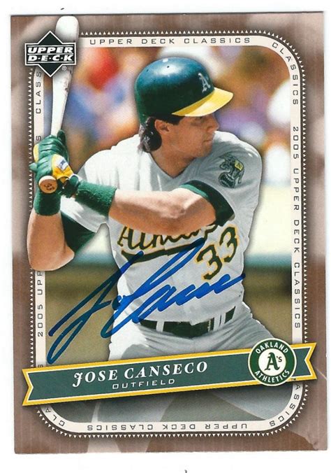 Autographed JOSE CANSECO 2005 UPPER DECK CLASSICS CARD Main Line