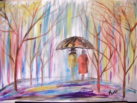 I Love This Painting Of An Older Couple Walking In The Rain Under The