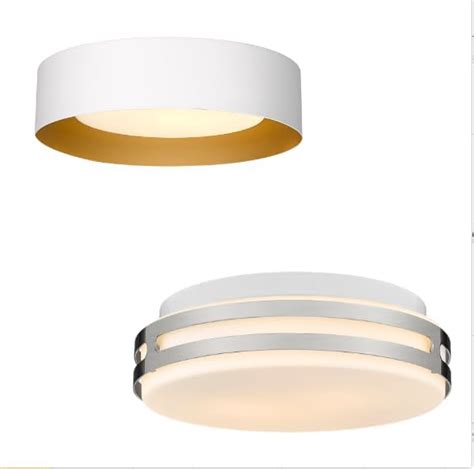 Autelo Close To Ceiling Light Fixture Metal And Frosted Glass Flush