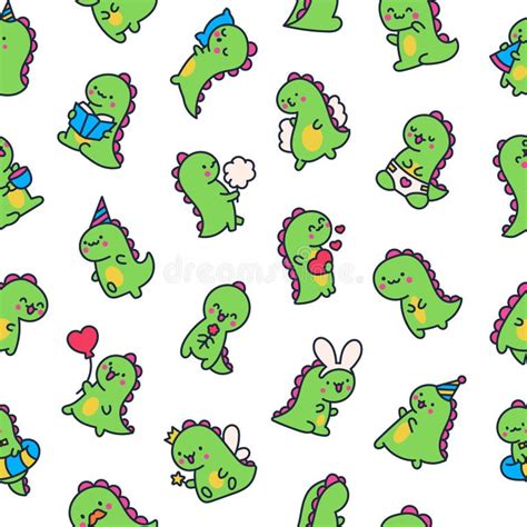 Kawaii Dino Pattern Stock Illustrations 259 Kawaii Dino Pattern Stock