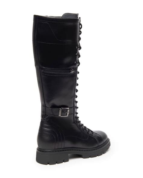 Nero Giardini Lace Up Buckle Combat Boot In Black Lyst