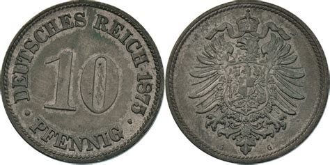 Kaiserreich 10 Pfennig 1875 G Vz St MA Shops