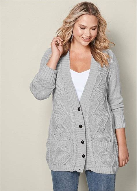 Plus Size Extra Long Cardigan In Light Grey Venus In 2021 Extra Long Cardigan Plus Size