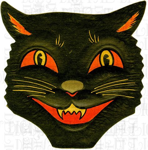 Vintage Halloween Black Cat Vintage Halloween Digital Etsy