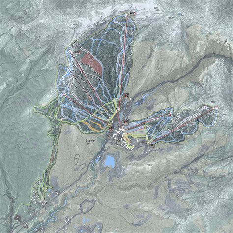 Stowe Vermont Ski Resort Map Wall Art | Powderaddicts