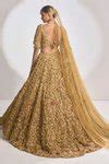 Buy Gold Net Embroidered Floral Sweetheart Metallic Bridal Lehenga Set