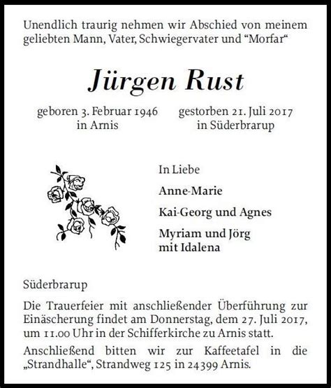 Jürgen Rust 03 Februar 1946 21 Juli 2017 Bestattungsinstitut