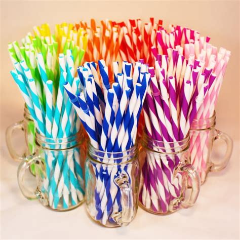 Striped Straws Etsy