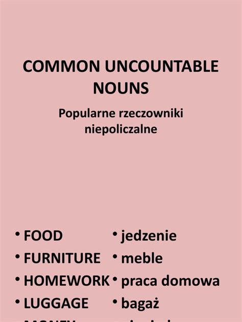 Common Uncountable Nouns Pdf