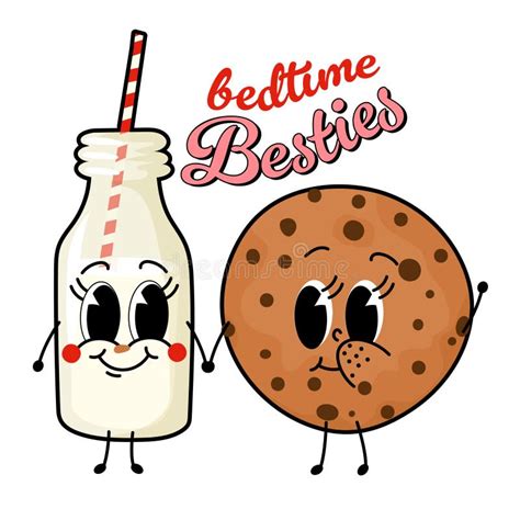 Bedtime Besties Cute Hand Drawn Milk And Cookie Couple Illustration