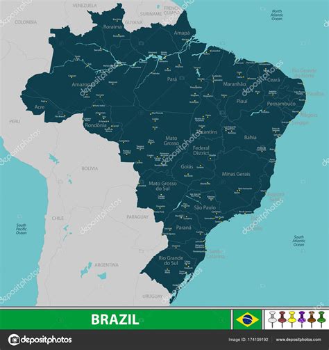 Map Of Brazil Stock Vector Image By Sateda