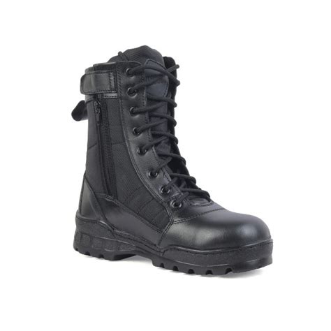 Xhugoy 0016 Military Mens High Ankle Leather Combat Boots With Zip