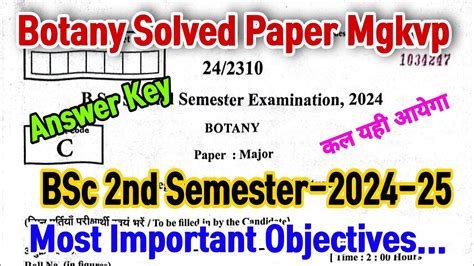 BSc 2nd Semester Botany Answer Key Mgkvp Bsc 2nd Semester Botany