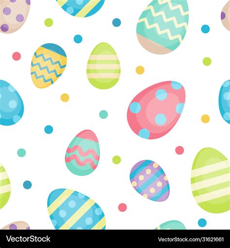 Easter Seamless Pattern With Colorful Decorative Vector Image