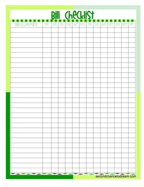 Monthly Bill Template Free Printable Printable Templates