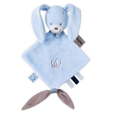 Doudou Nattou Lapin Bleu Mini Alex Bibou Plat