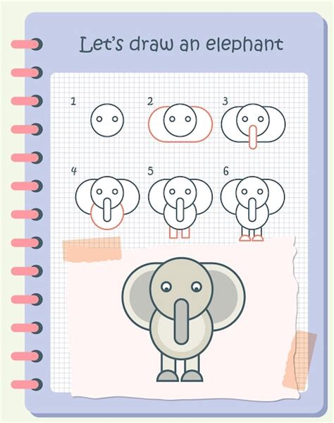 Comment dessiner un éléphant pour les enfants Étapes de dessin faciles