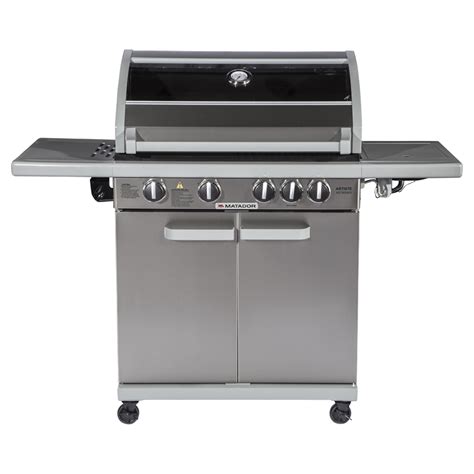 Matador 4 Burner Hooded Artiste Bbq With Side Burner Bunnings Warehouse