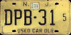 New Jersey Used Car Dealer License Plates