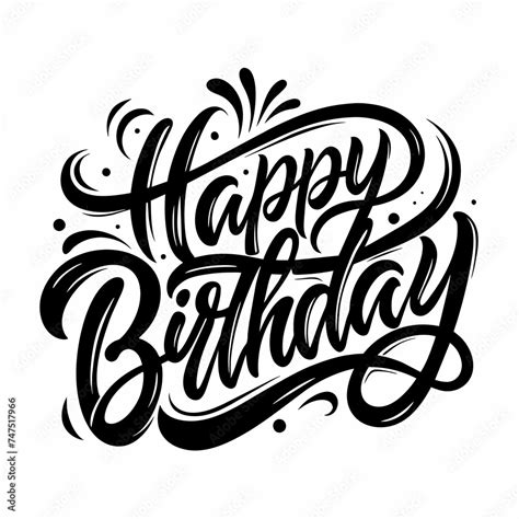 Happy Birthday Handwritten Calligraphy Logo Silhouette Vector Design