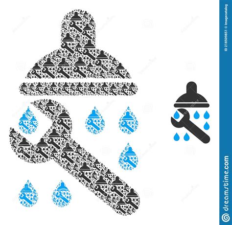 Shower Plumbing Recursive Icon Composition Stock Vector Illustration