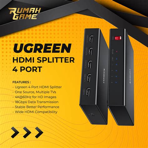 Jual Ugreen Hdmi Splitter 1x4 Port 1 Input 4 Output 4k Ultrahd