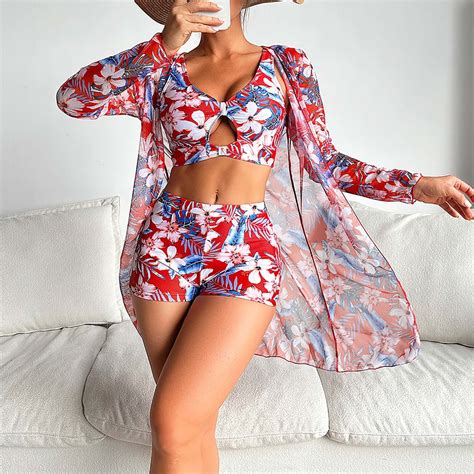 Munlar Women S Long Sleeve Cover Up Push Up Bikini Sling Boho