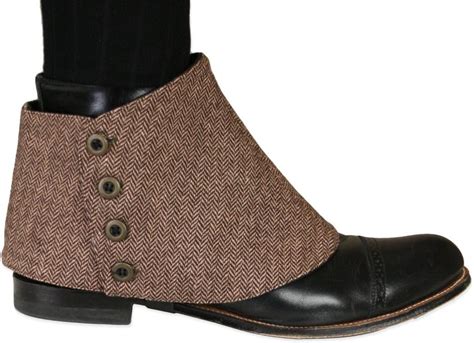 Historical Emporium Mens Premium Herringbone Tweed Button Spats At