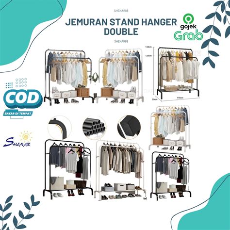 Jual Rak Gantung Baju Gawangan Jemuran Stand Hanger Doubl Big Double Stand Hanger Mulig