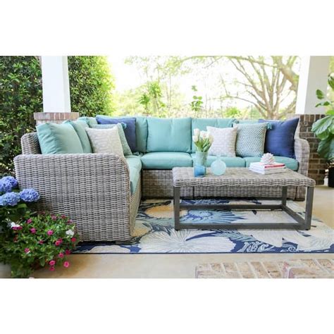 Leisure Made Forsyth 5 Piece Wicker Outdoor Sectional Seating Set With