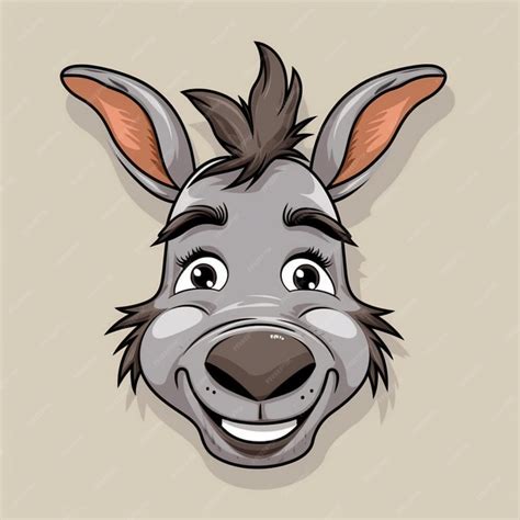 Premium Ai Image Cartoon Donkey Face 2d Clipart Design