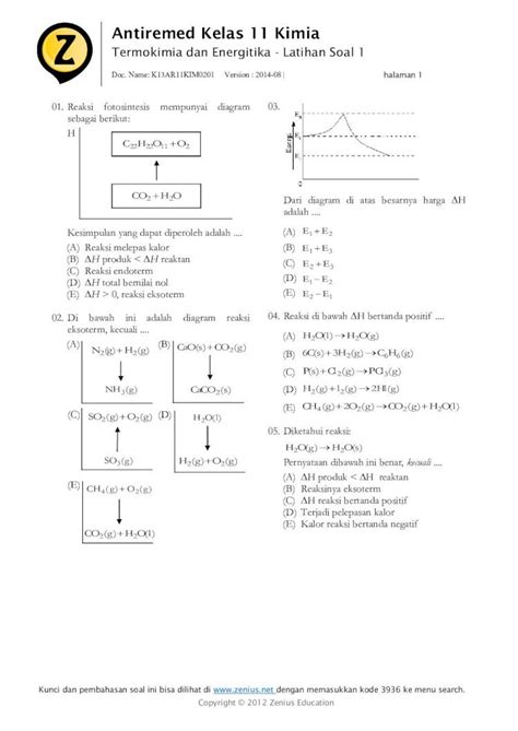 Pdf Antiremed Kelas Kimia Zenius Net Kelas Kimia Termokimia