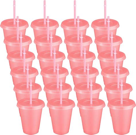 Amazon Roshtia Pack Plastic Tumblers With Lid And Straw