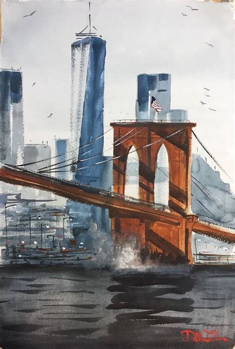 Brooklyn Bridge New York Painting by Emin Fine Art | Saatchi Art