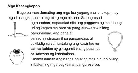 Ang Banga Kwintas Na Yari Sa Kabibepana At Palaso Ay Mga Halimbawa Ng