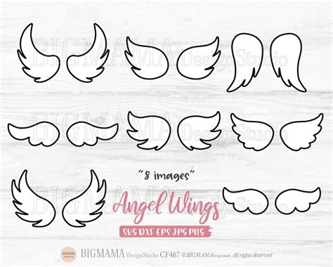 Angel Wings Svg Angel Wing Svg Angel Wings Png Wings Shape Wing Shape Dxf Cut File Cricut