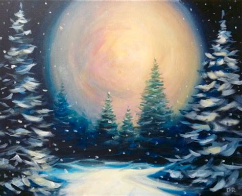 Winter Moon | Winter painting, Christmas paintings, Painting