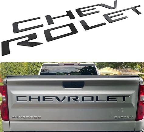 Matte Black Ffvjj Auto Tailgate Inserts Letters For Chevy