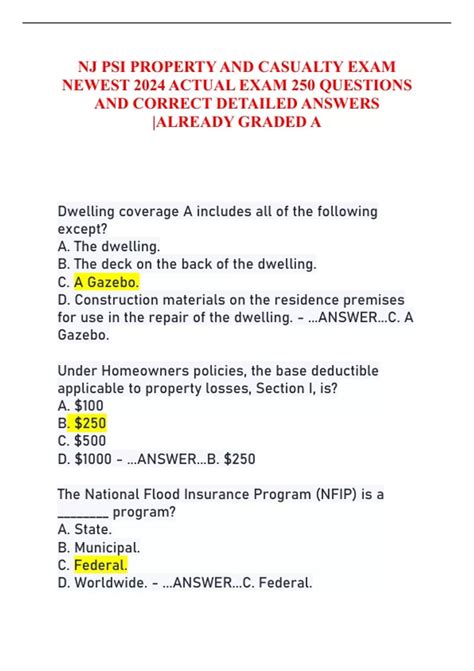 Nj Psi Property And Casualty Exam Newest Actual Exam Questions