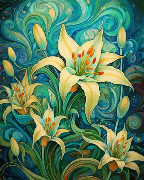 Lily Flower Abstract Lily Oil Painting Paint By Number Kits X