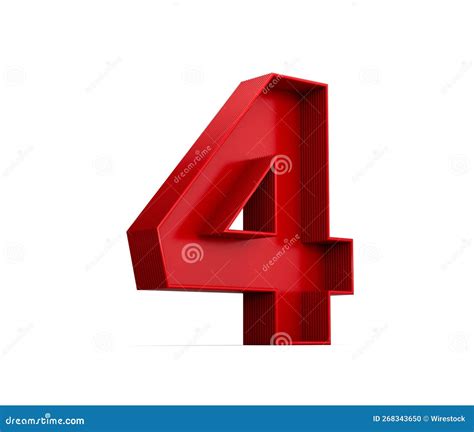 D Rendering Of The Red Number Isolated On The Empty White Background