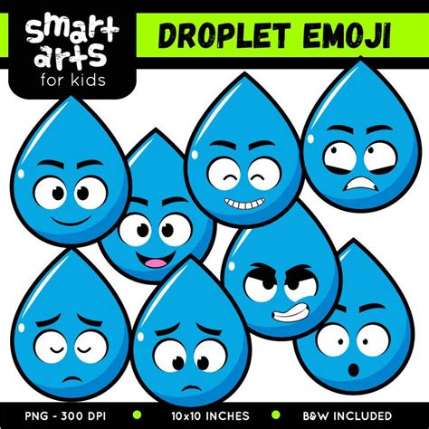 Droplet Emoji Clip Art Cartoon Digital Graphics Droplet - Etsy