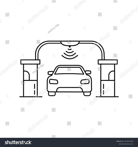 Thin Line Freeway Toll Checkpoint Gate Stock Vector (Royalty Free