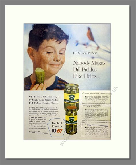 Heinz Dill Pickles Vintage Advert 1957 Ref Ad301634 The Nostalgia Shop