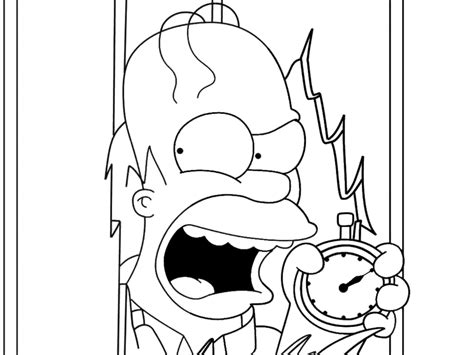 Desenho de Homer Simpson e relógio para colorir Tudodesenhos