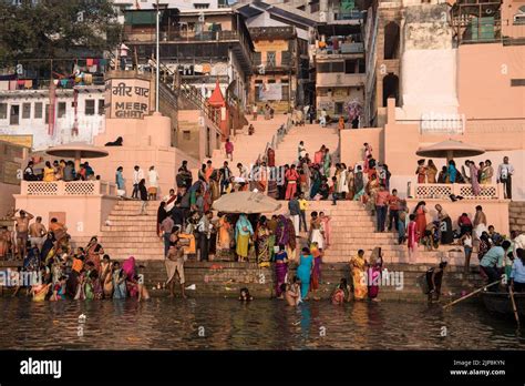 People Bathing At Meer Ghat Ganga River Ganges Varanasi Banaras