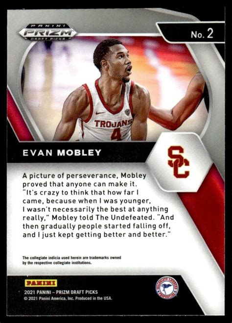 2021 22 Panini Prizm Draft Picks Basketball Card Evan Mobley USC