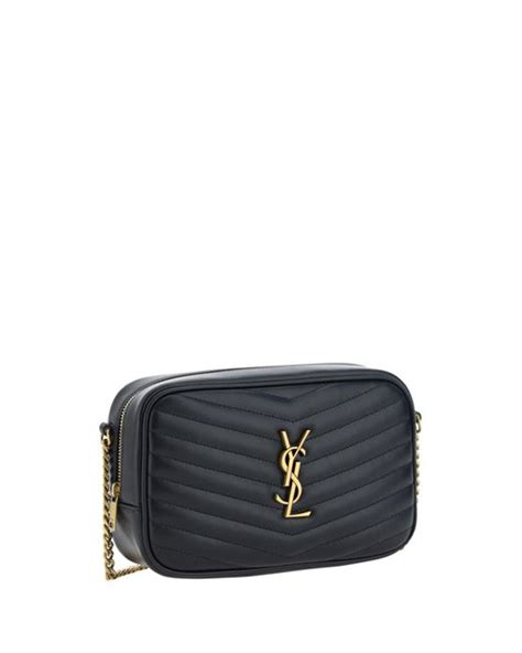 Saint Laurent Calf Leather Lou Small Shoulder Bag In Blue Lyst