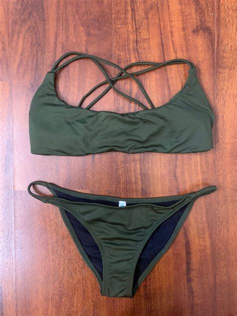 Beyond The Beach Olive Green Bikini Set Women S Fashion Swimwear